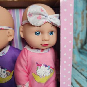 Newborn Twins Baby Dolls Set 2 Pack Girls Pink Purple Unicorn Outfit Toy Gift